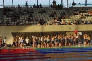 Spectators and swimmers
