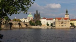 Famous View of Prague and the charles Bridge from the river