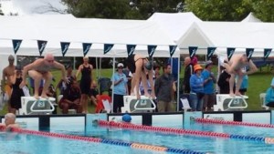 Ed (L) and Clive (Rt) on the starting blocks