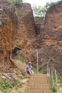 John on the hot red steps