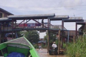 Riding under a bridge