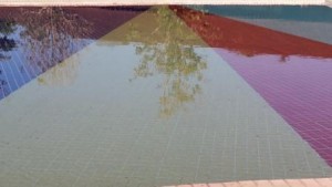 Reflections in rainbow water